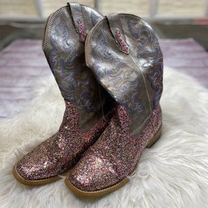 Roper Western Boots Womens Glitter Pink Gray